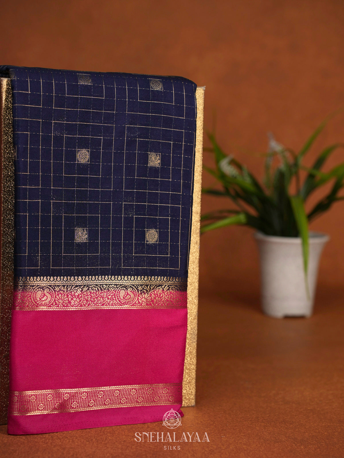 Navy Blue Mysore Silk Saree