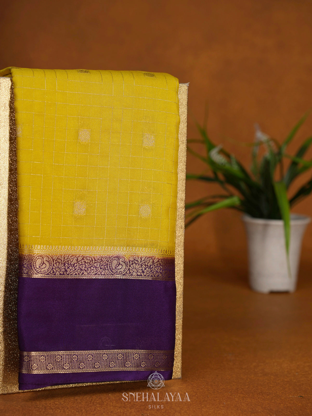Lemon Yellow Mysore Silk Saree