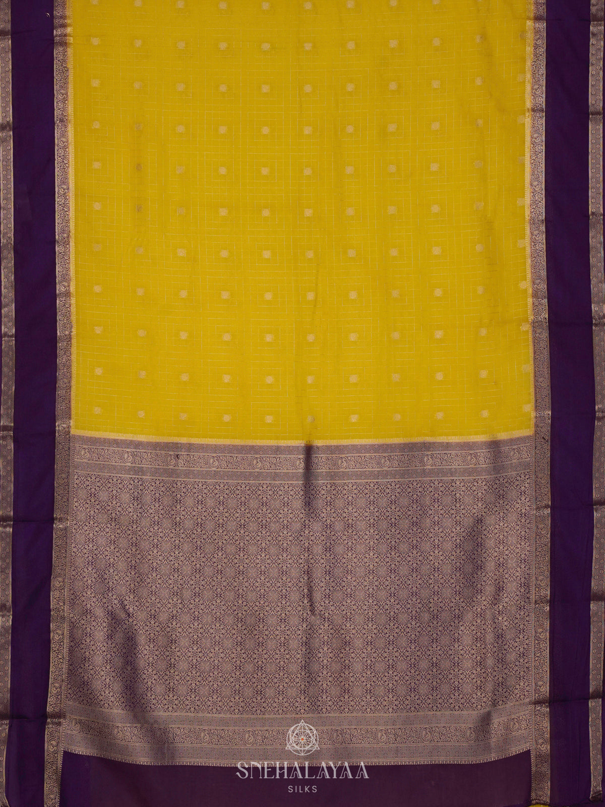 Lemon Yellow Mysore Silk Saree