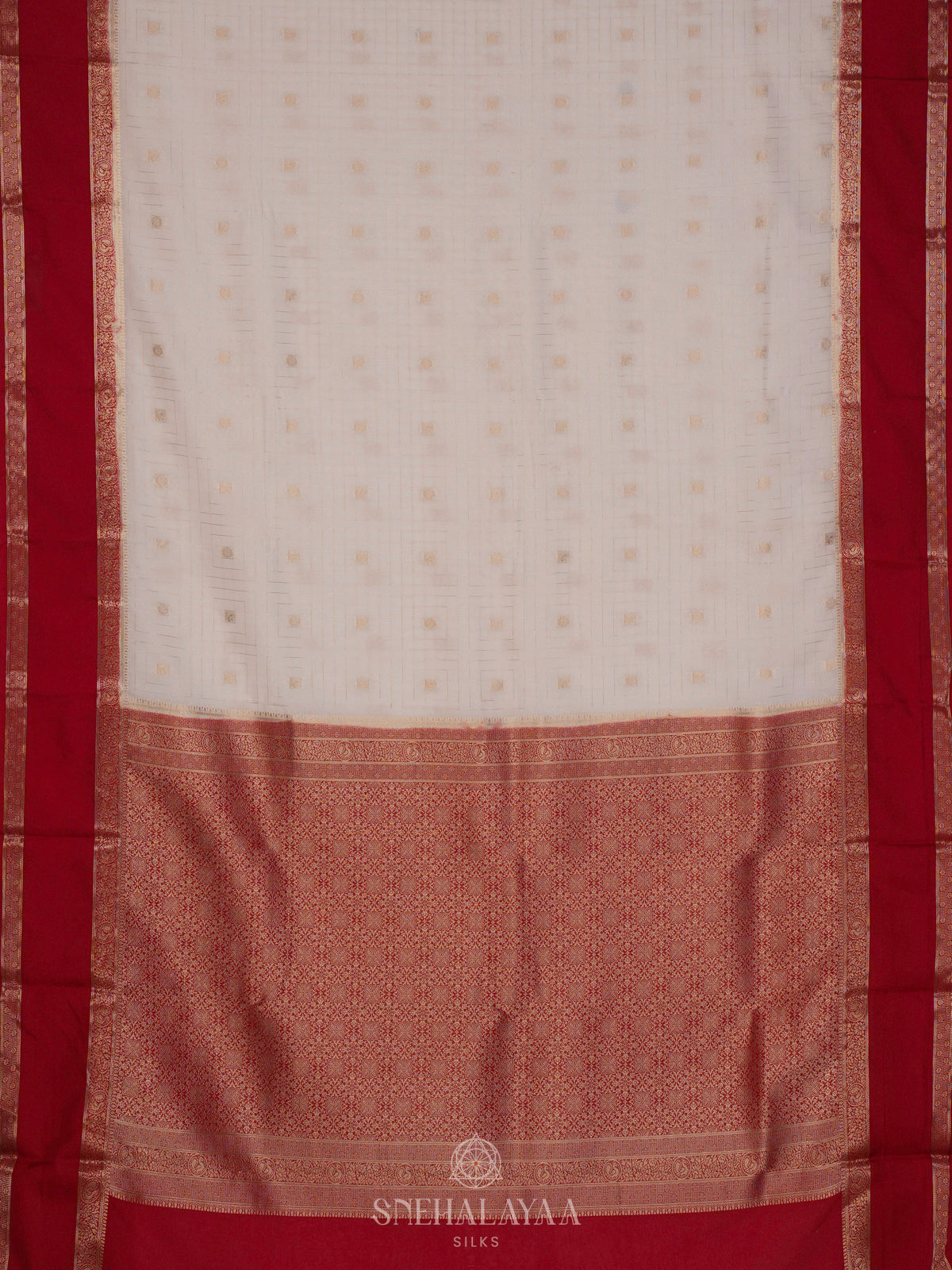 White Mysore Silk Saree