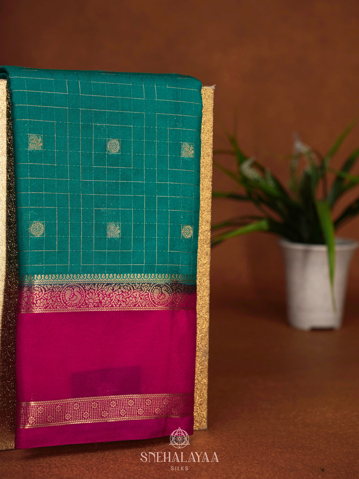 Teal Blue Mysore Silk Saree