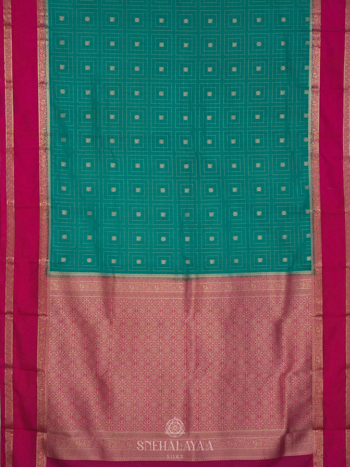 Teal Blue Mysore Silk Saree
