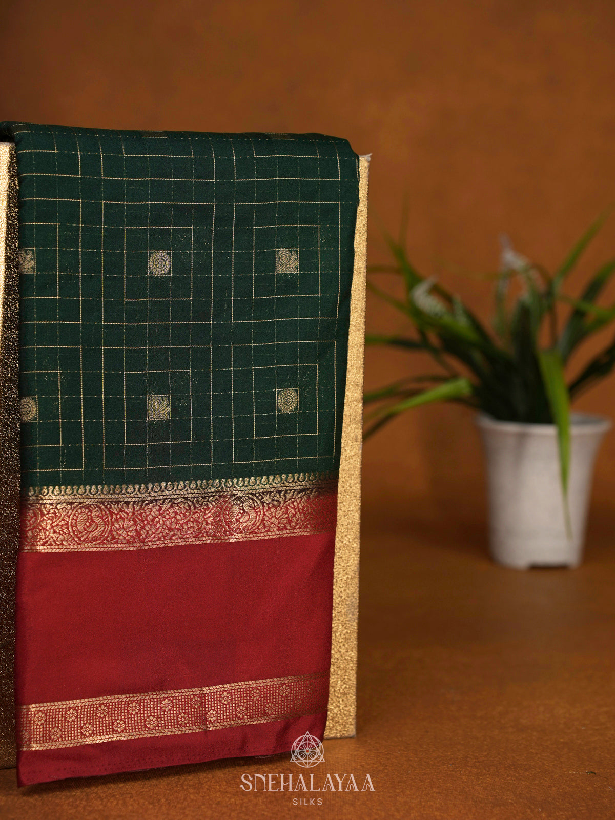 Forest Green Mysore Silk Saree