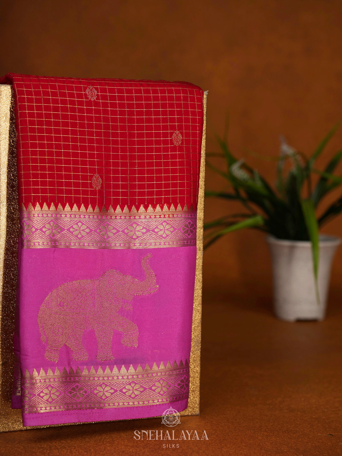 Red Mysore Silk Saree