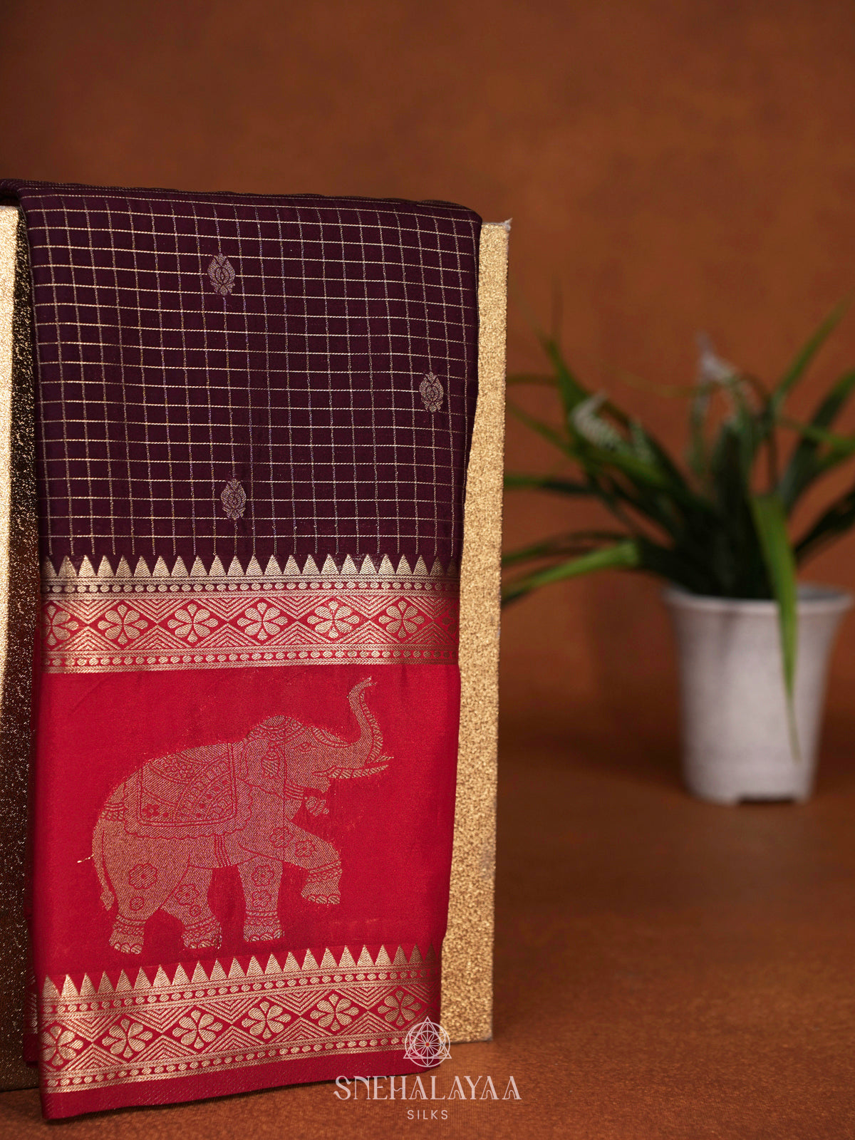 Brugundy Mysore Silk Saree