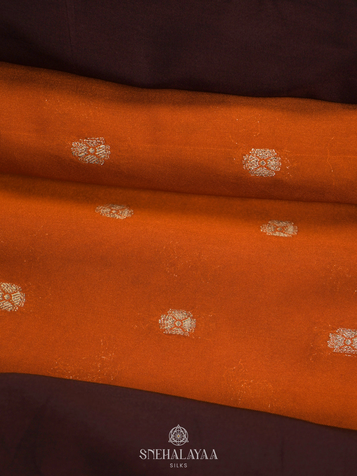 Burnt Orange Mysore Silk Saree