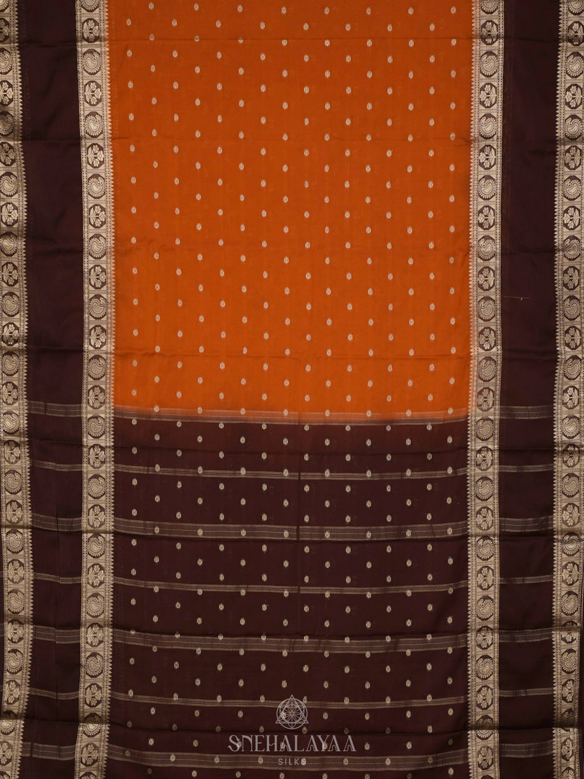 Burnt Orange Mysore Silk Saree
