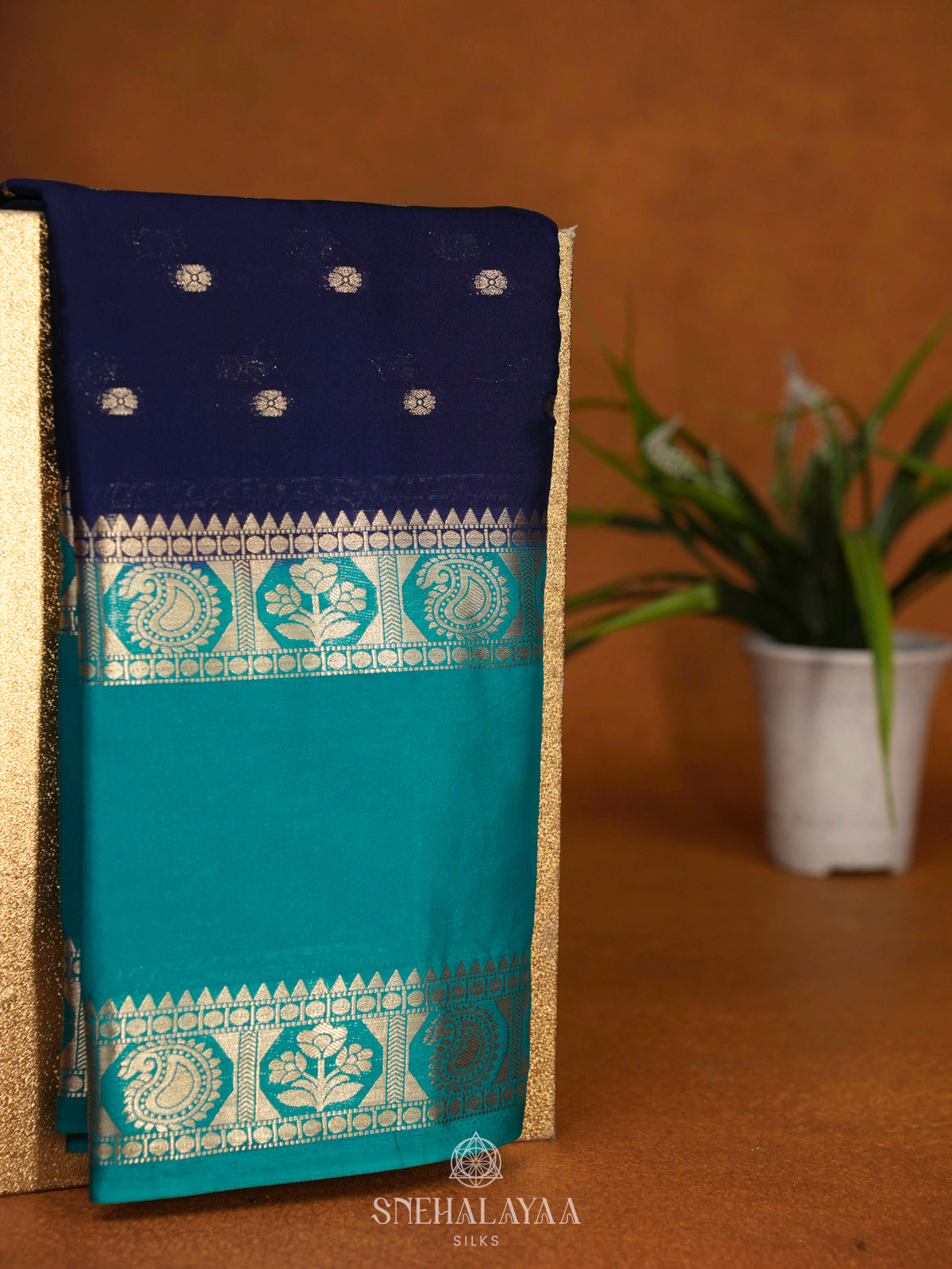 Navy Blue Mysore Silk Saree