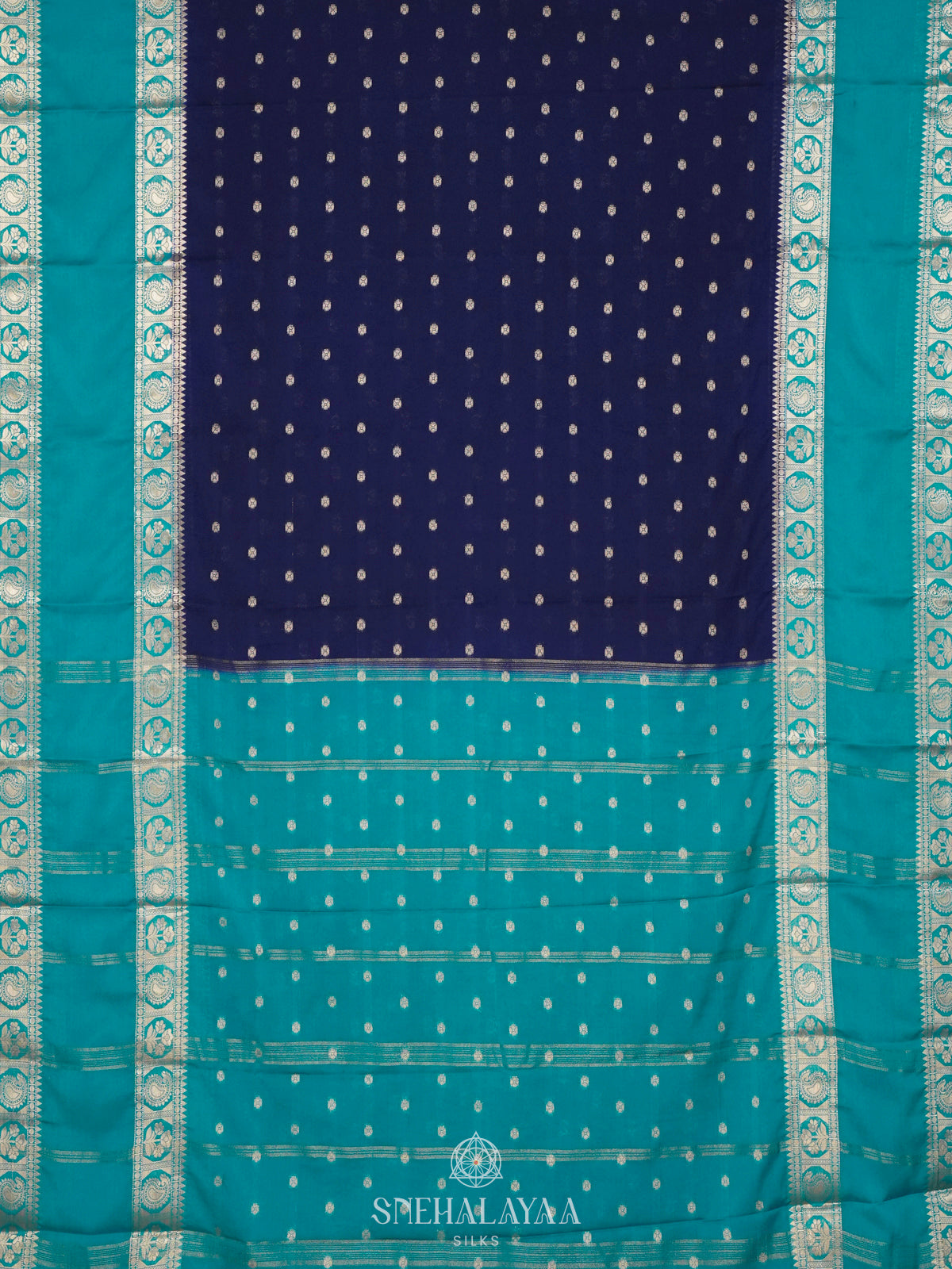 Navy Blue Mysore Silk Saree
