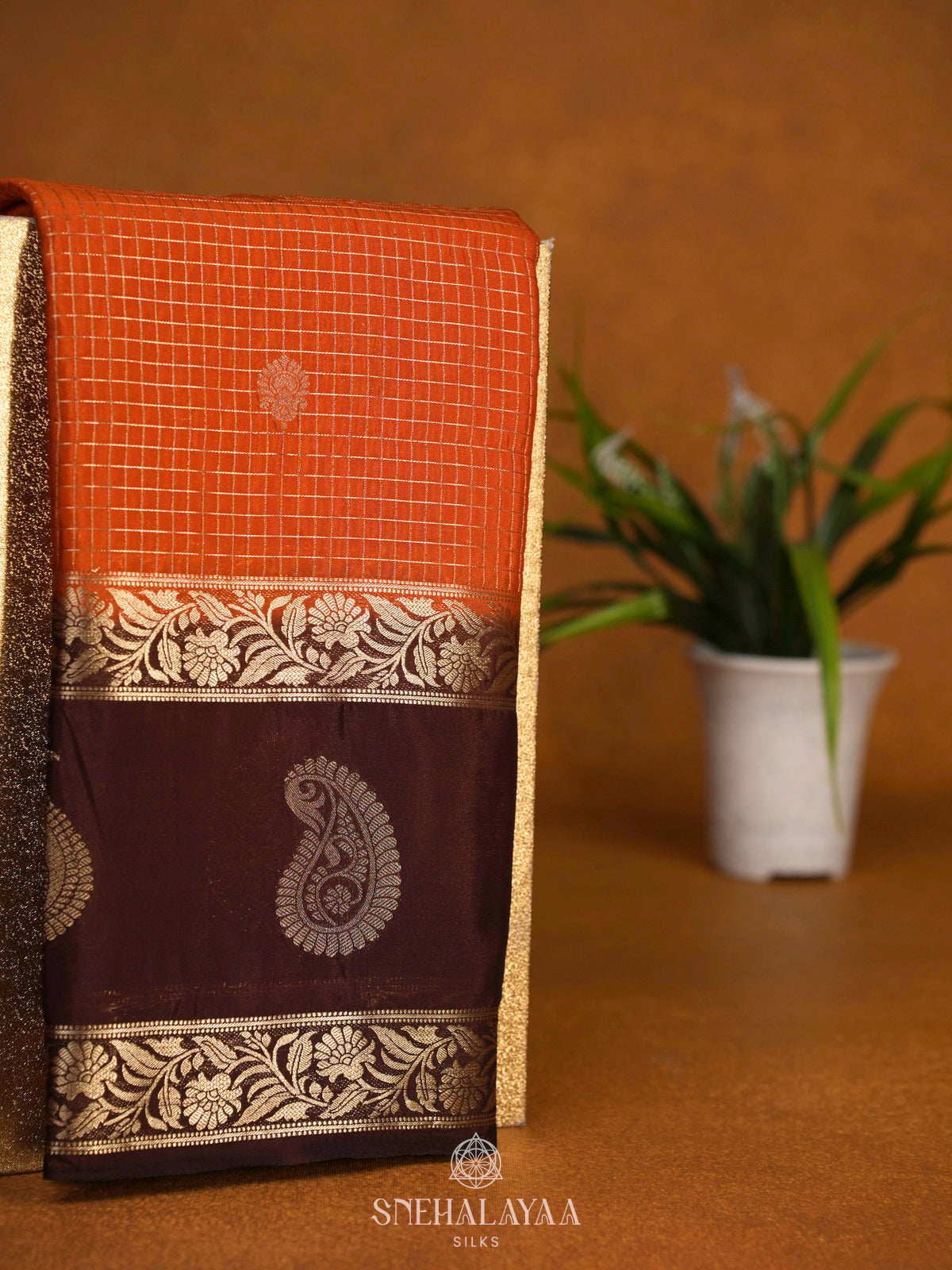 Orange Mysore Silk Saree