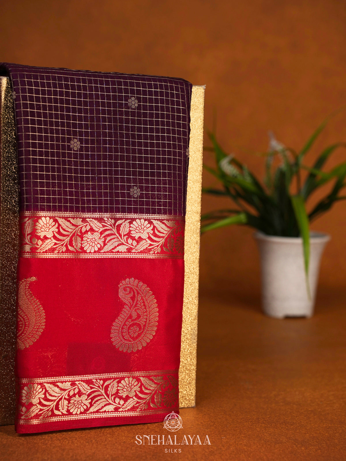 Brugundy Mysore Silk Saree