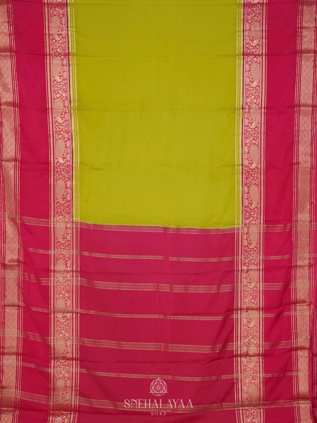 Lime Green Mysore Silk Saree