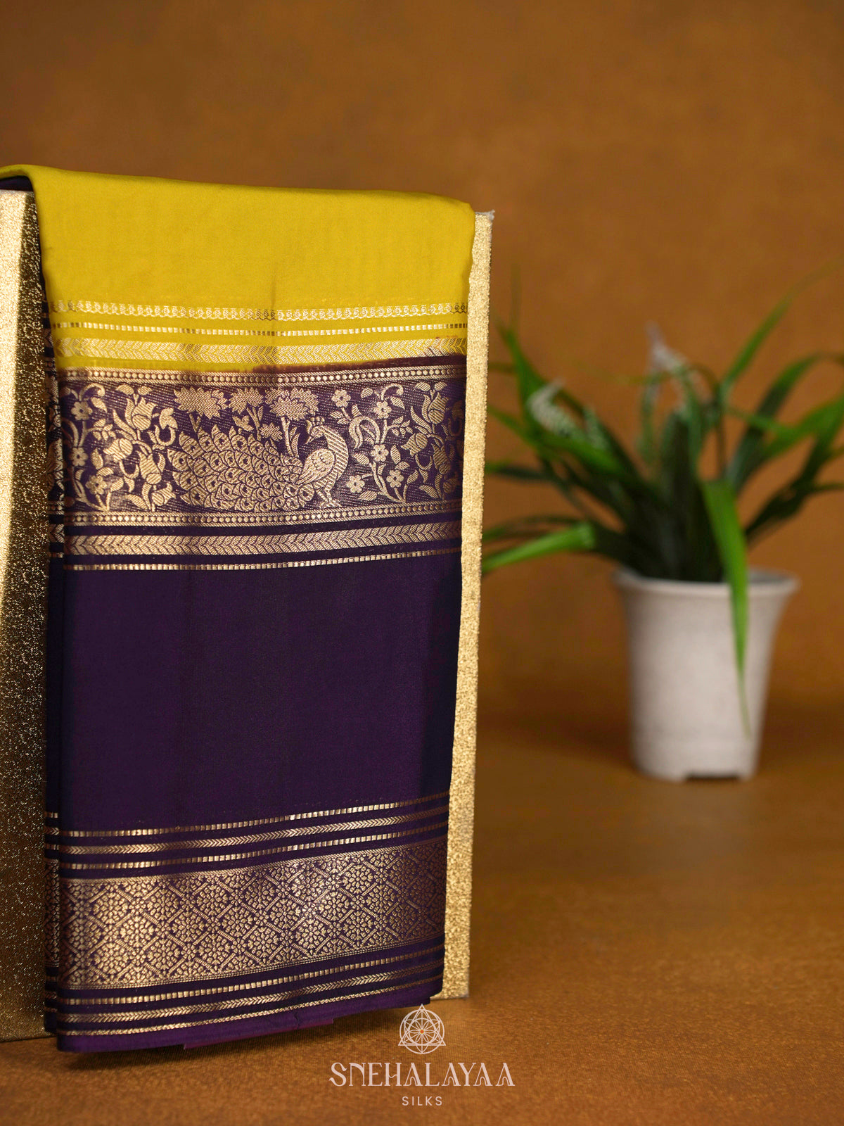 Lemon Yellow Mysore Silk Saree