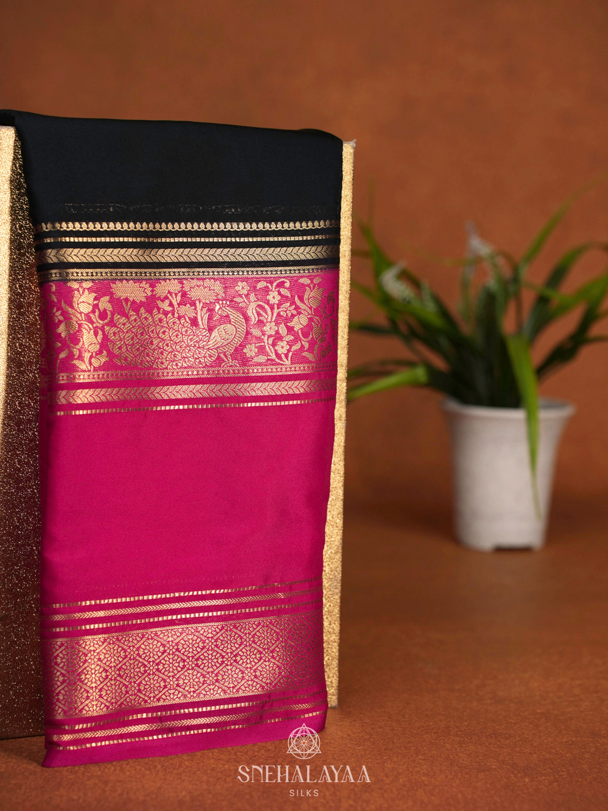 Black Mysore Silk Saree
