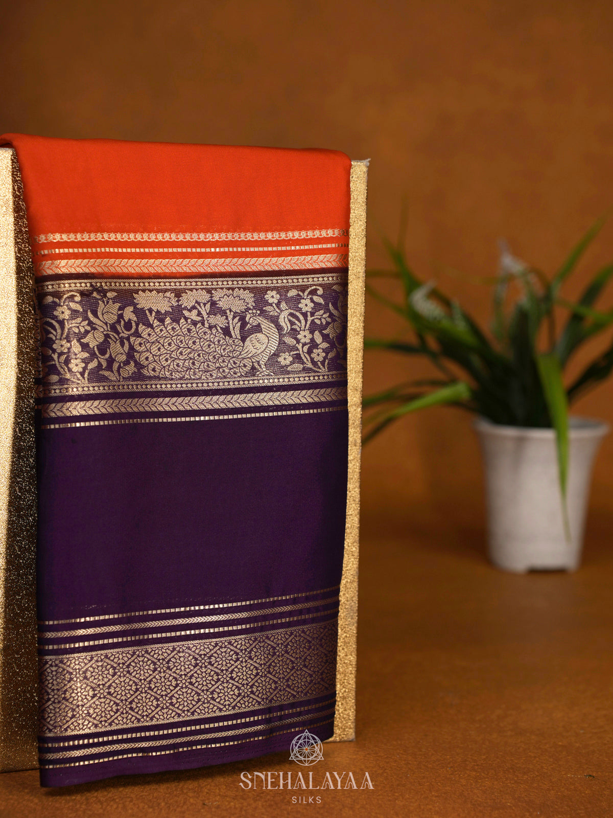 Orange Mysore Silk Saree