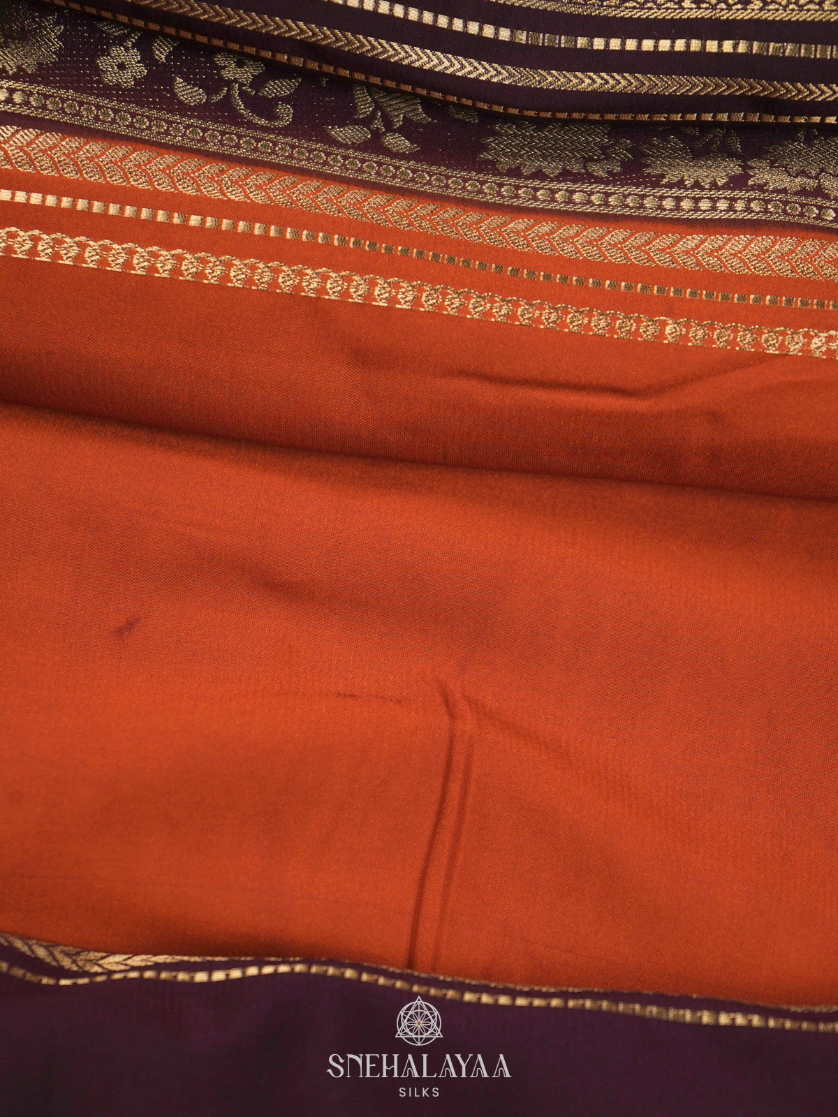 Burnt Orange Mysore Silk Saree