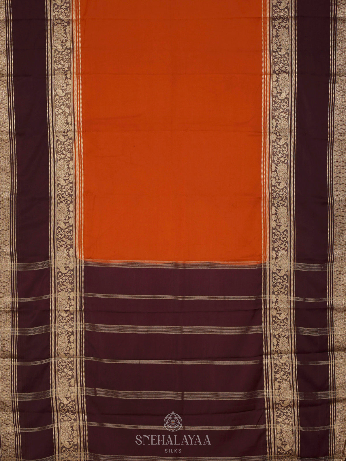 Burnt Orange Mysore Silk Saree