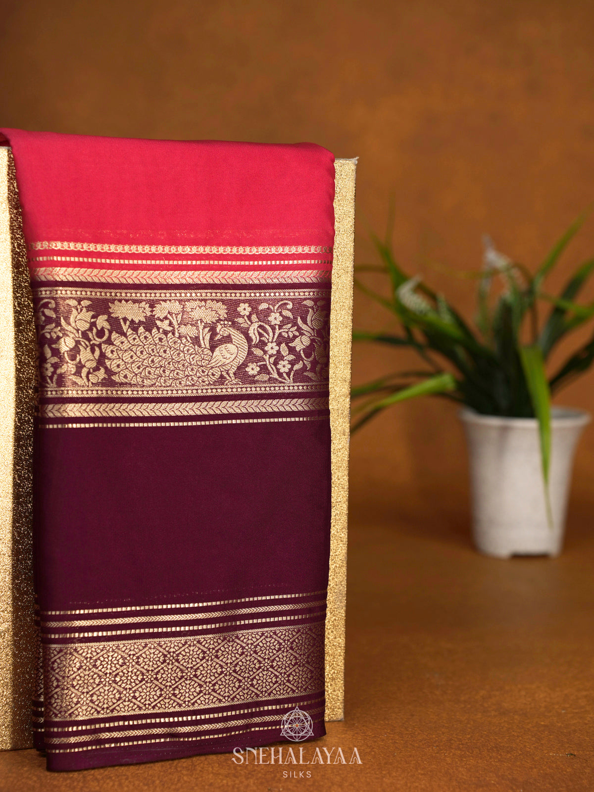 Ruby Red Mysore Silk Saree
