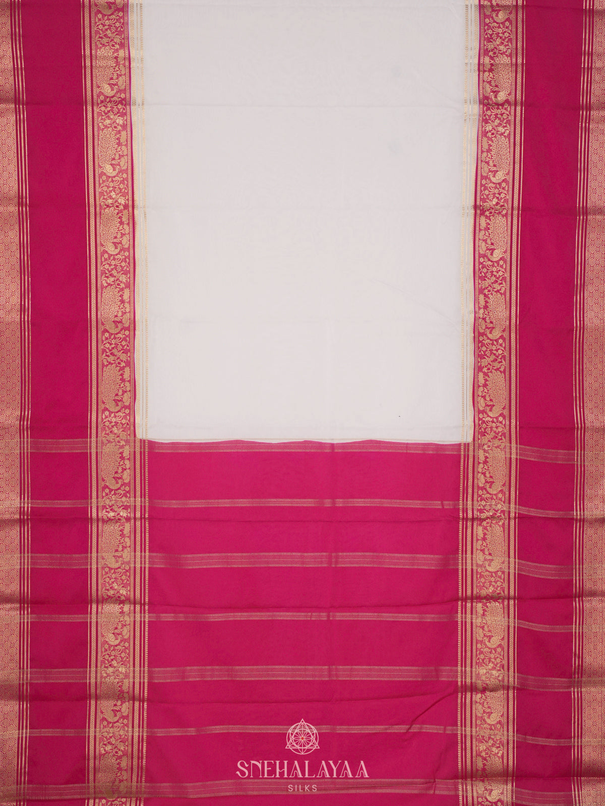 White Mysore Silk Saree