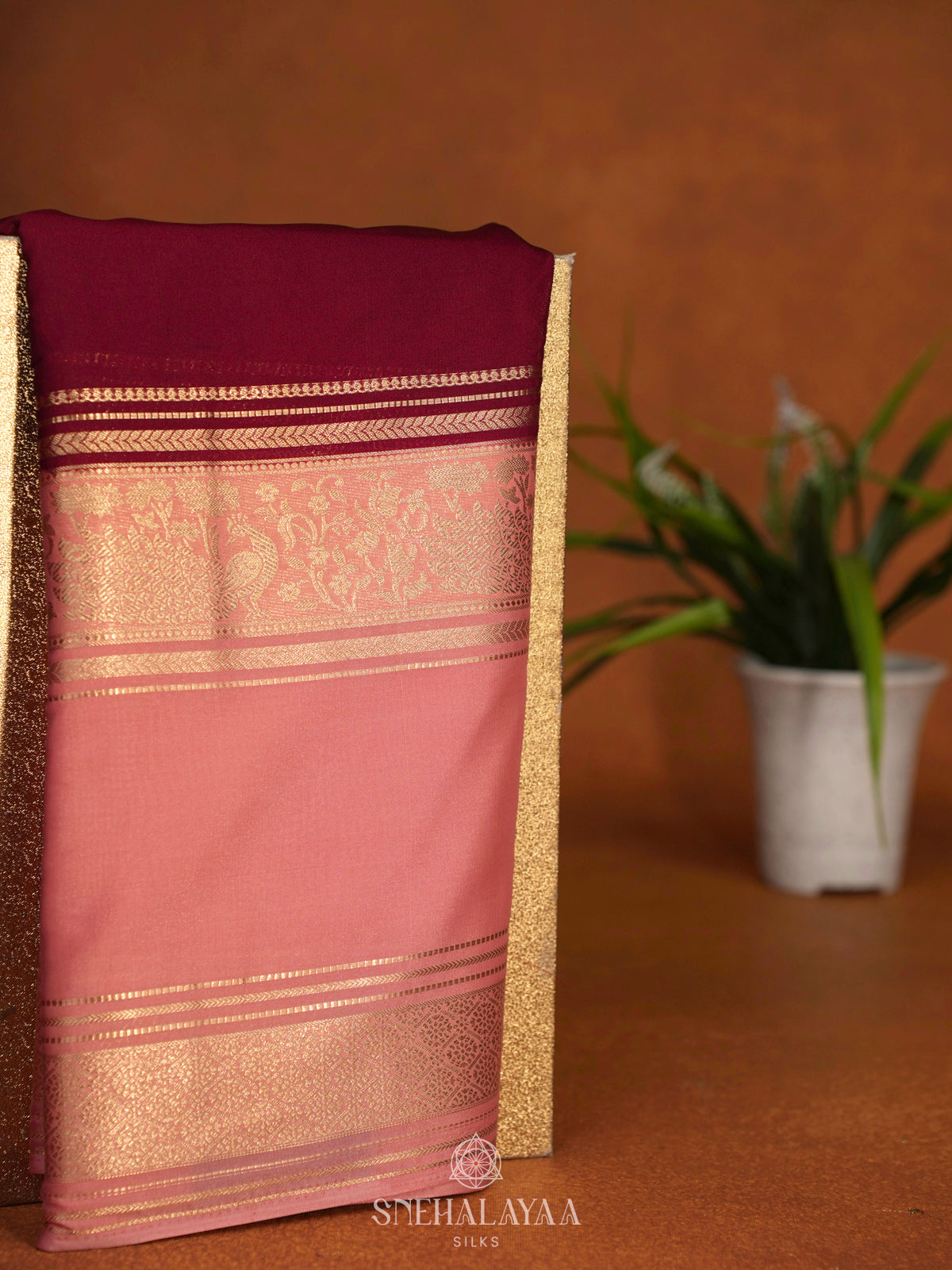 Maroon Mysore Silk Saree