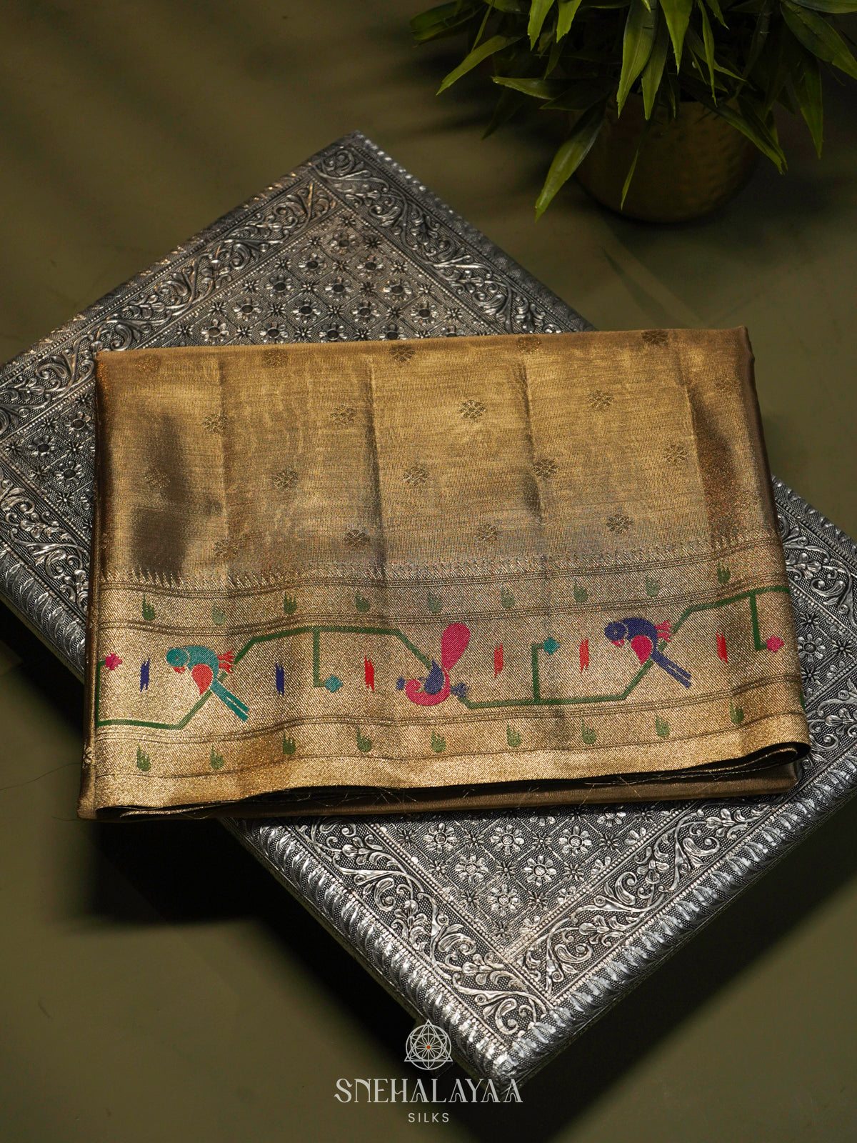 Pale Green Tissue Paithani Saree
