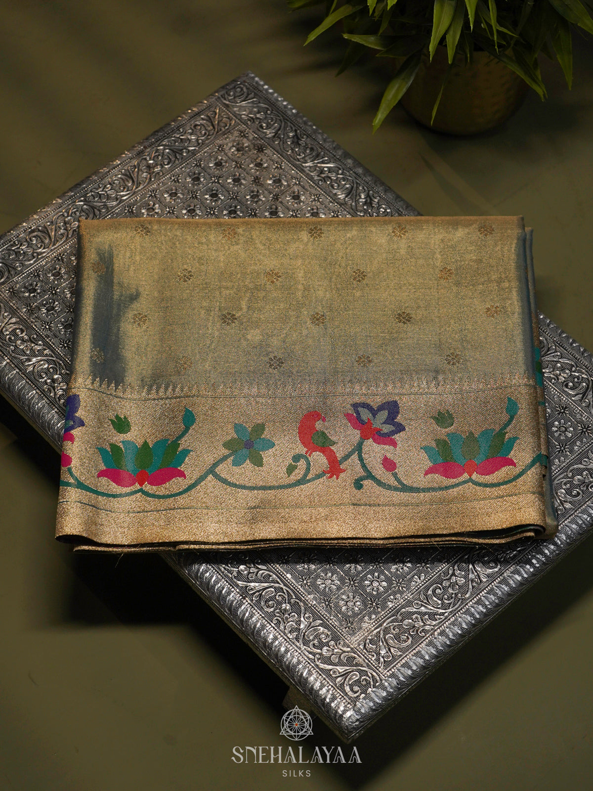 Pale Green Tissue Paithani Saree