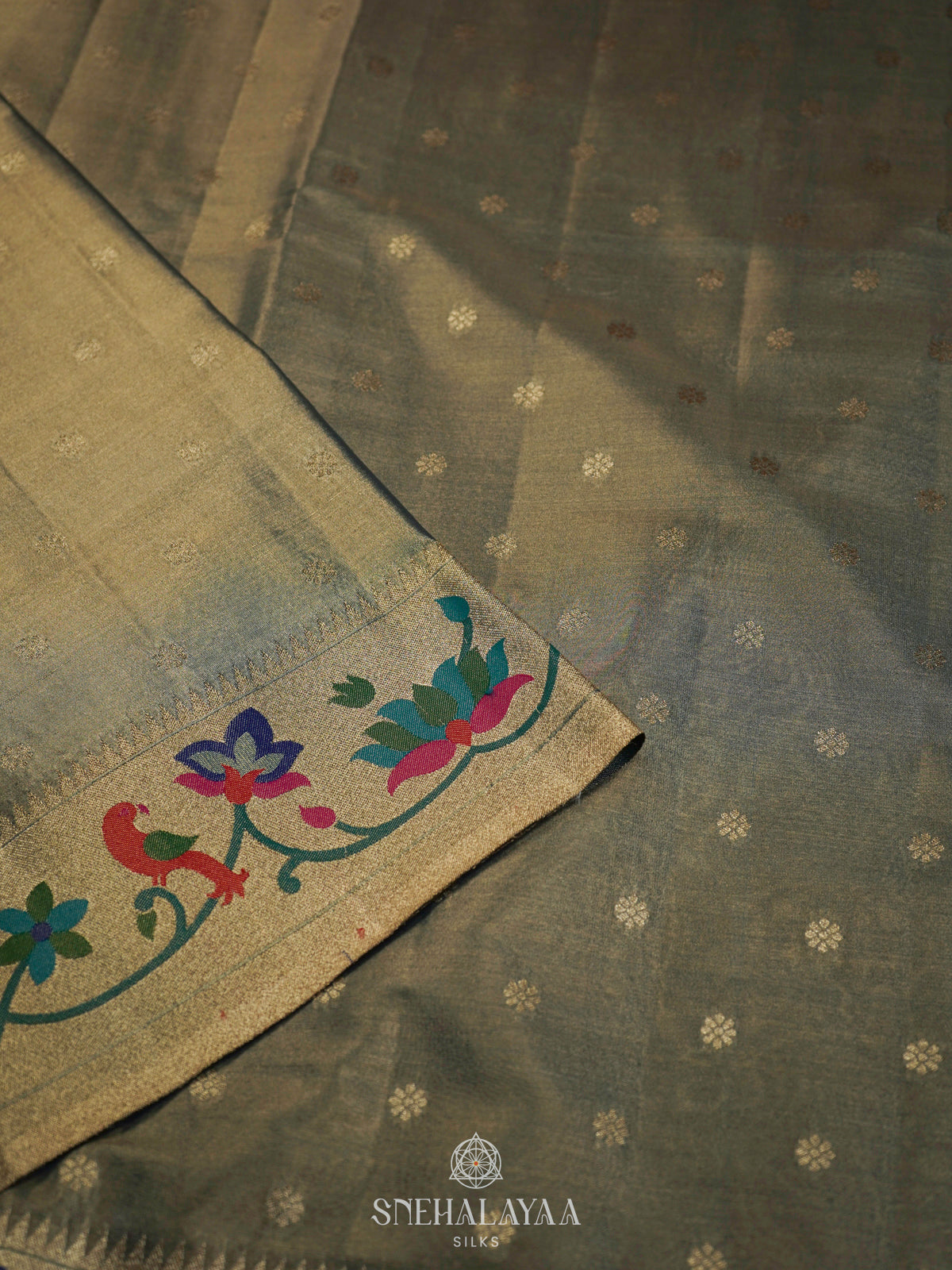 Pale Green Tissue Paithani Saree