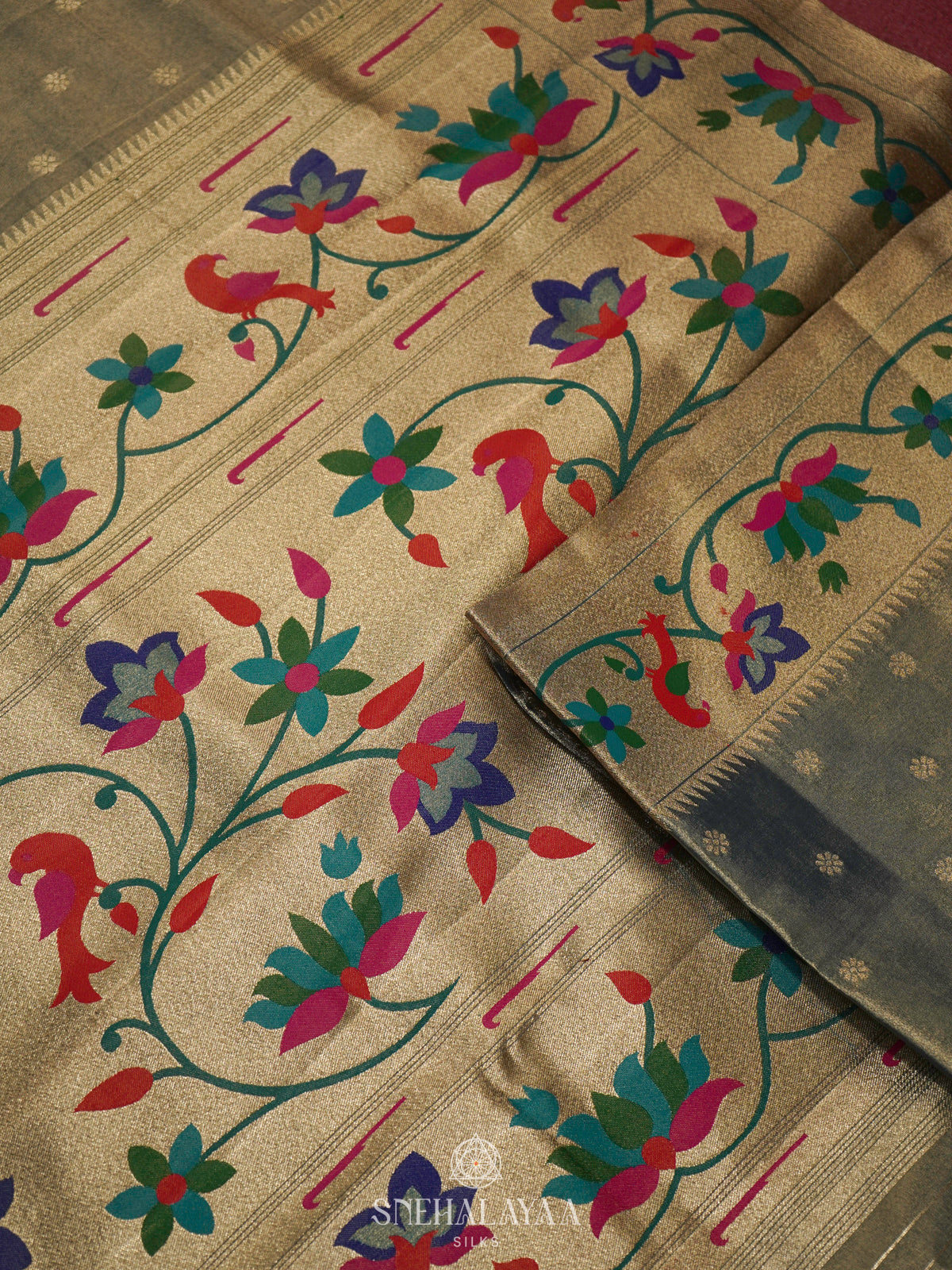 Pale Green Tissue Paithani Saree
