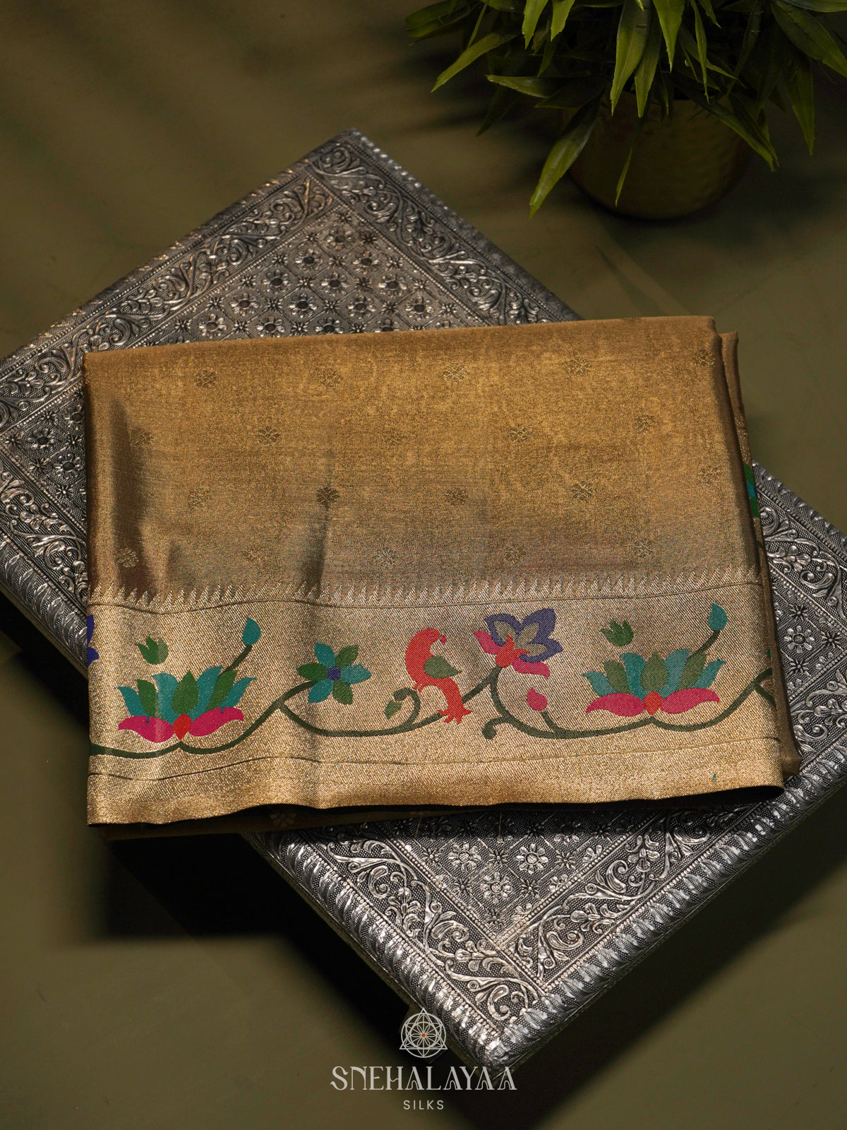 Antique Gold Tissue Paithani Saree