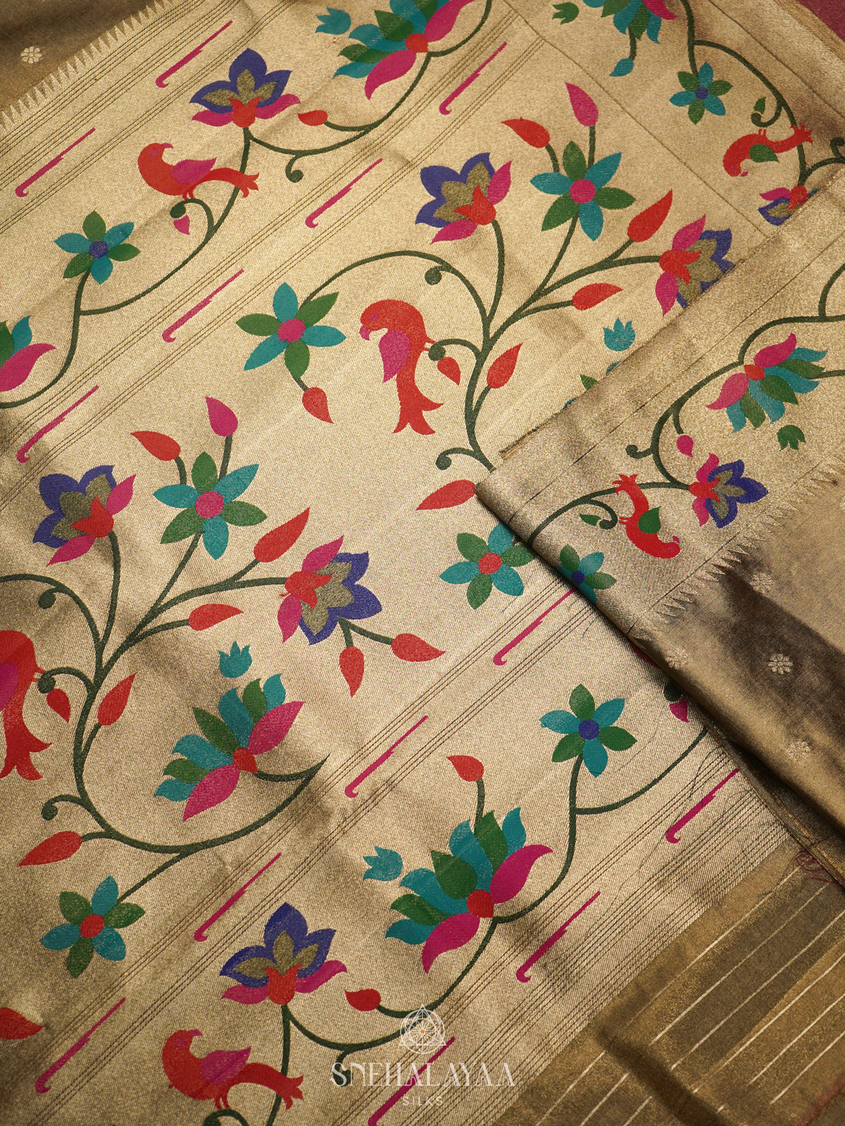 Antique Gold Tissue Paithani Saree