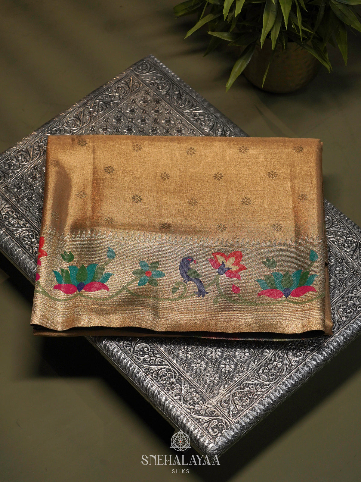 Pale Yellow Tissue Paithani Saree
