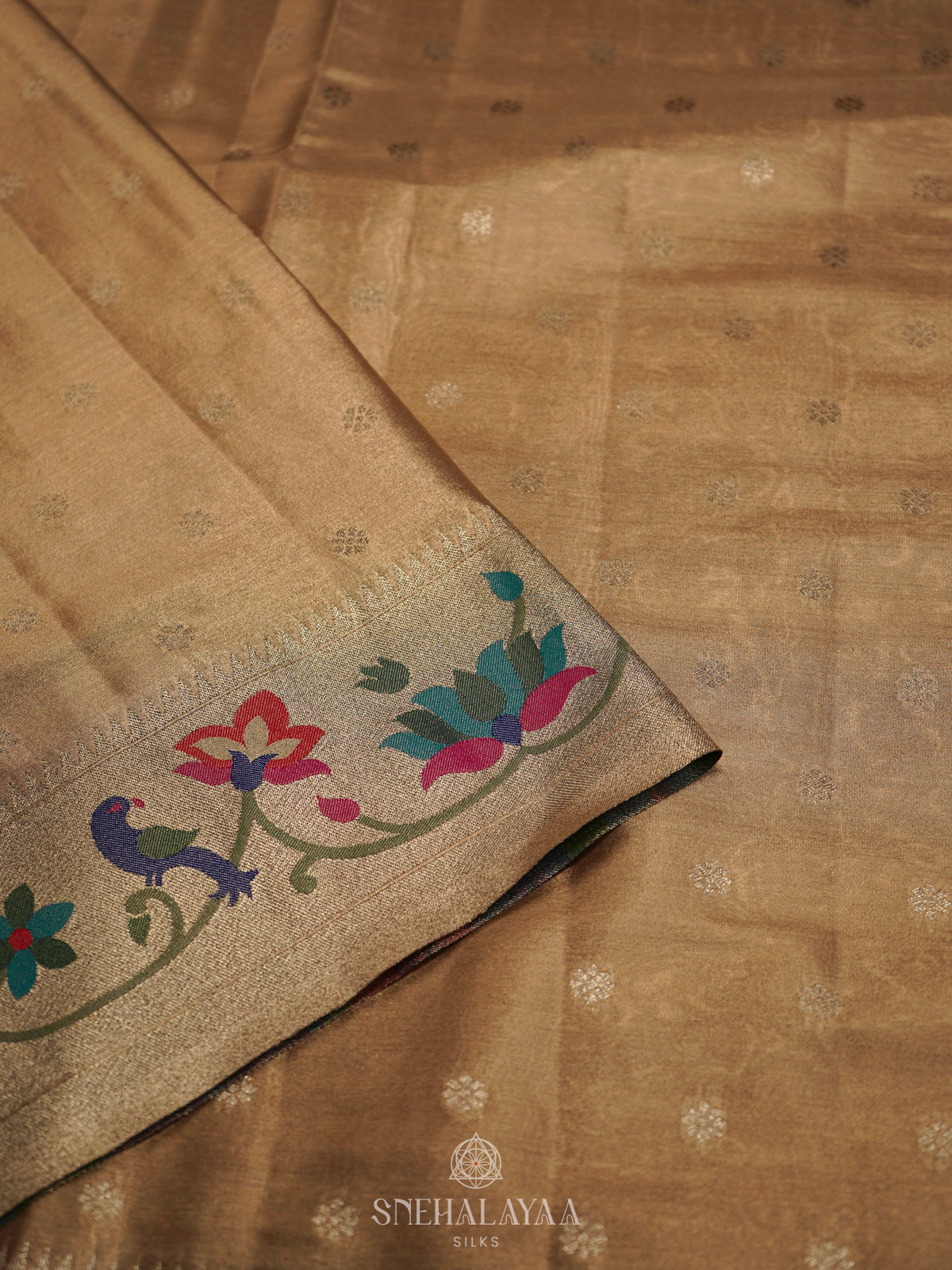 Pale Yellow Tissue Paithani Saree