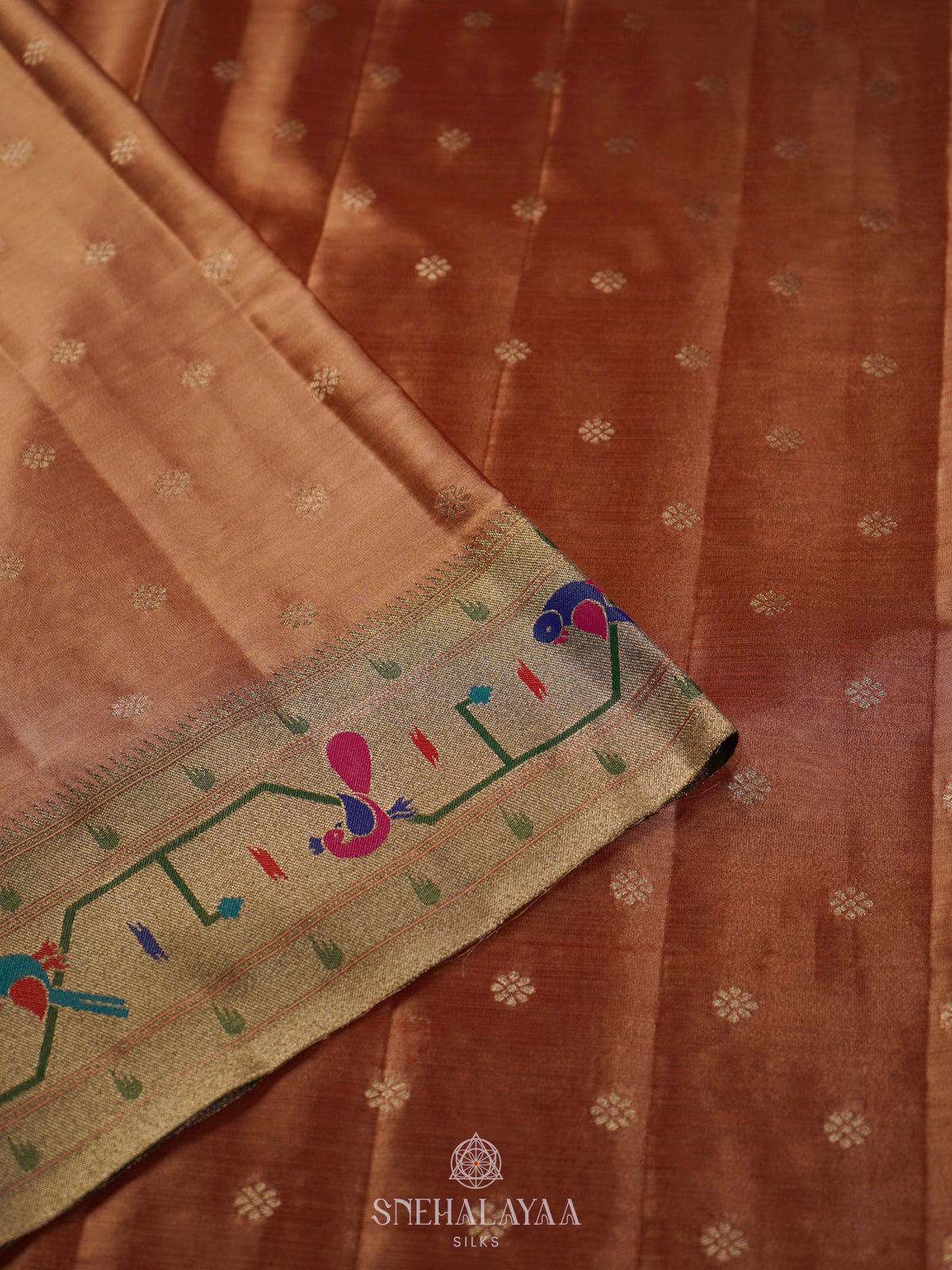 Peach Tissue Paithani Saree