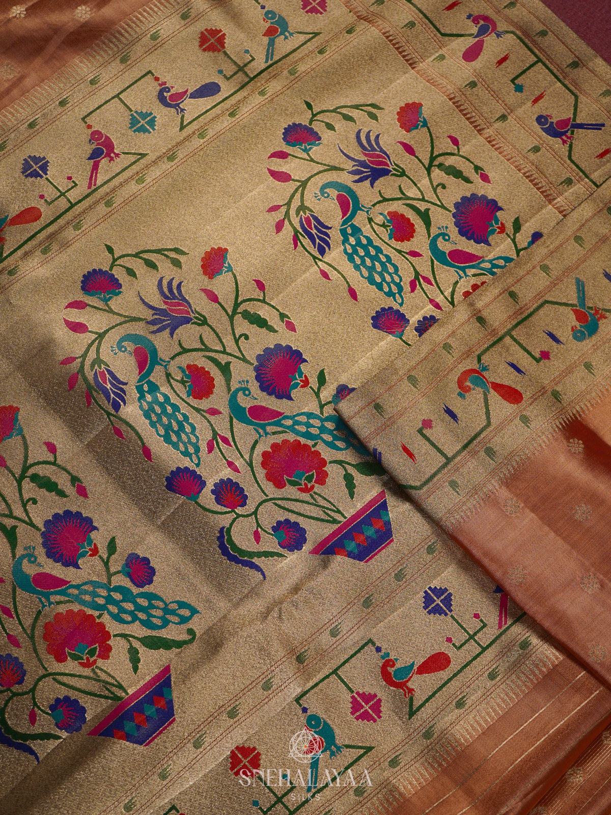 Peach Tissue Paithani Saree