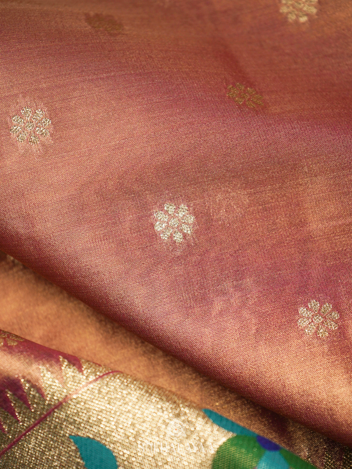 Peach Tissue Paithani Saree