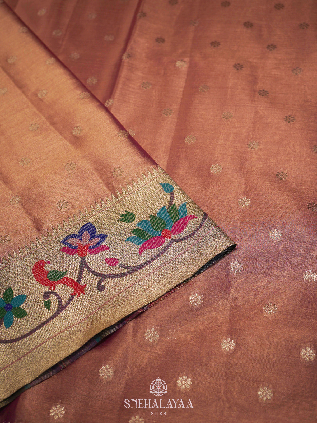Peach Tissue Paithani Saree
