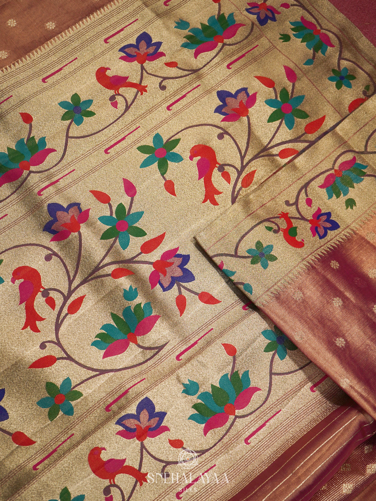 Peach Tissue Paithani Saree