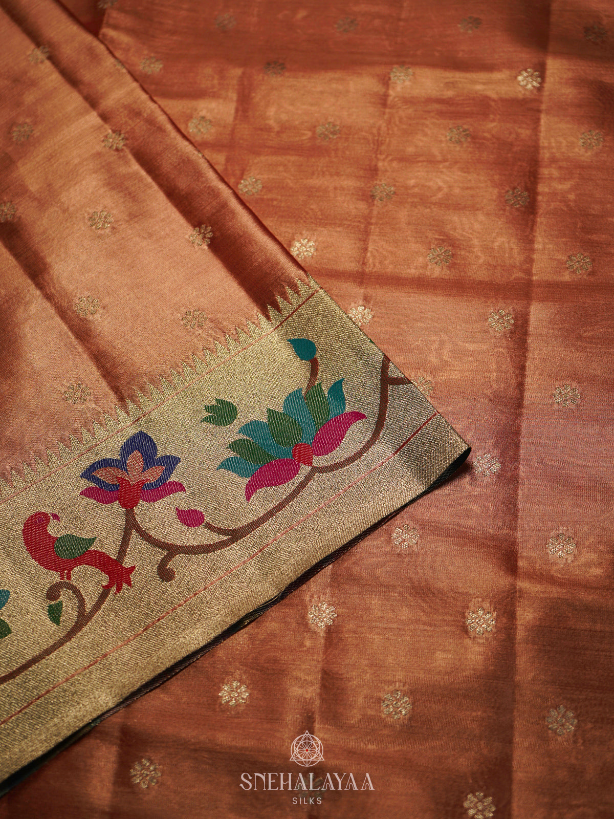 Peach Tissue Paithani Saree