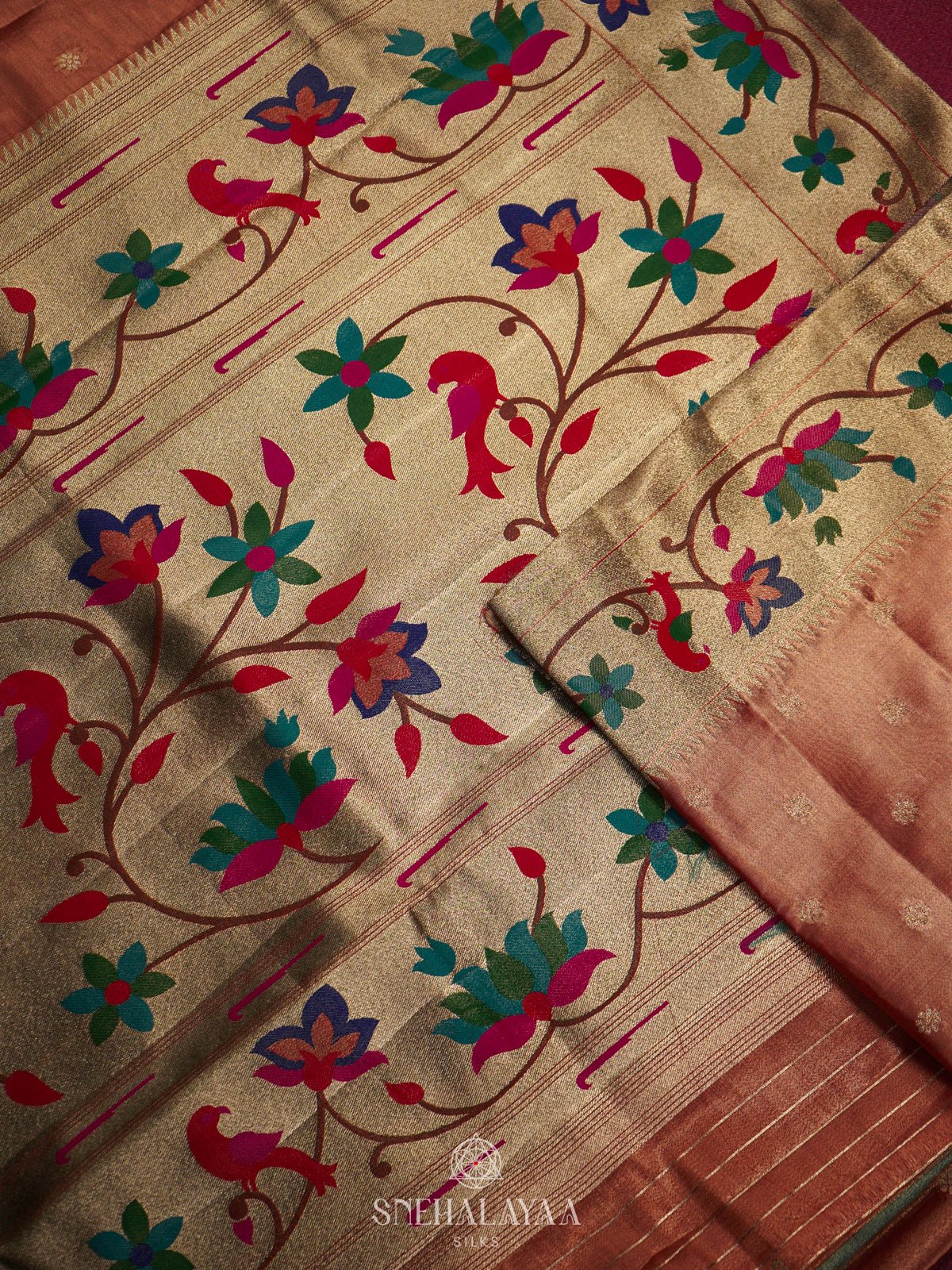 Peach Tissue Paithani Saree