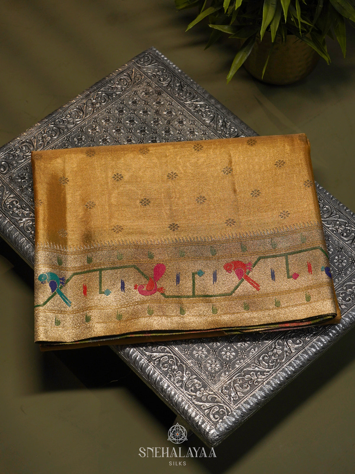Golden Yellow Tissue Paithani Saree