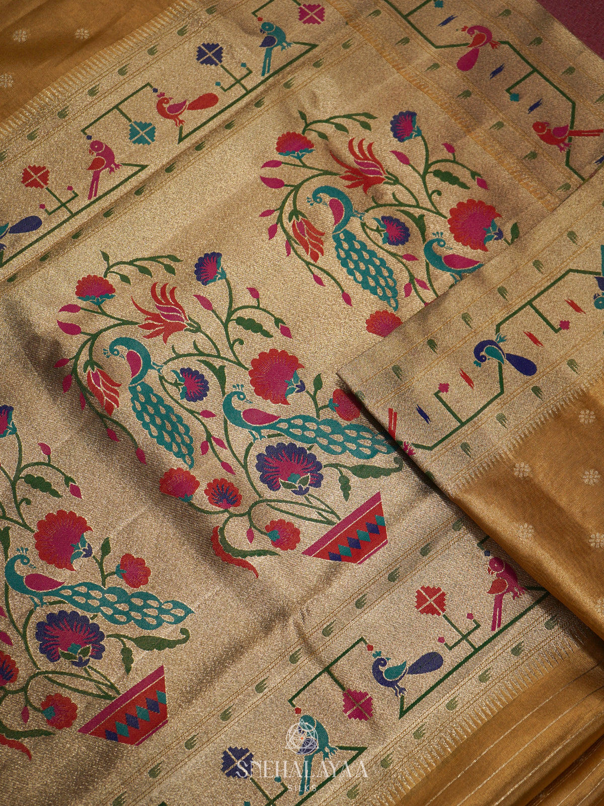Golden Yellow Tissue Paithani Saree