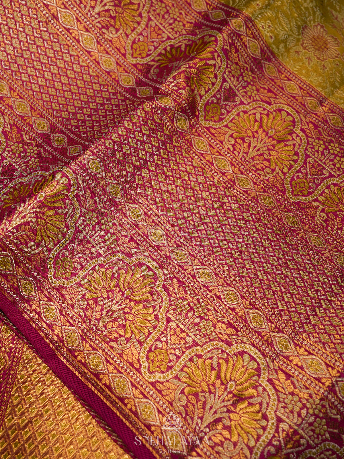 Lime Green Kanjivaram Silk Saree