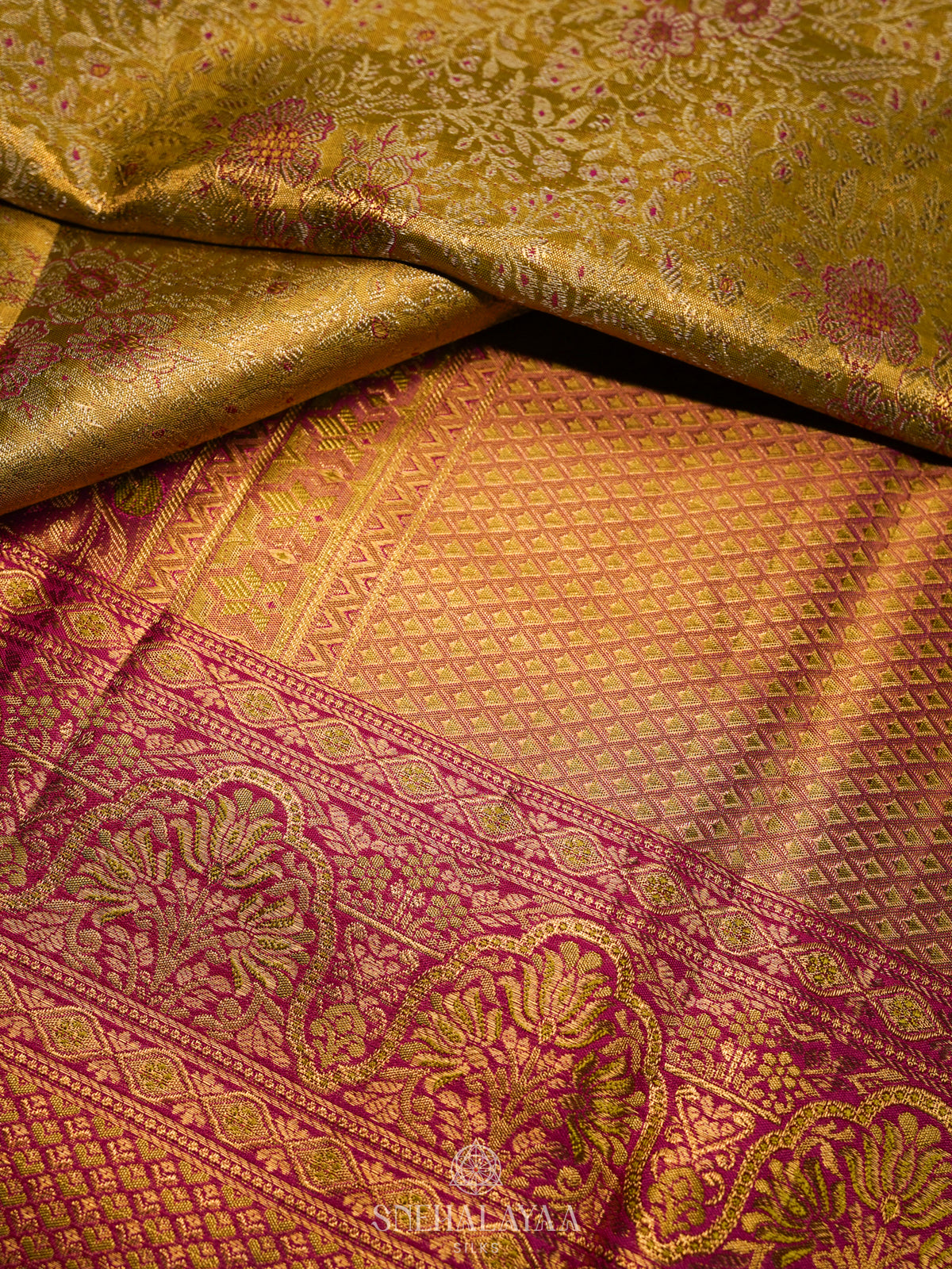 Lime Green Kanjivaram Silk Saree