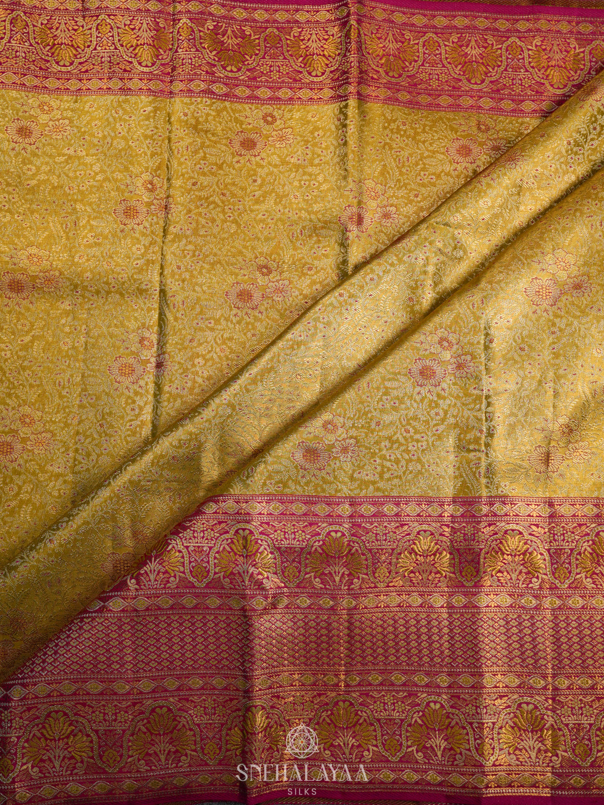 Lime Green Kanjivaram Silk Saree