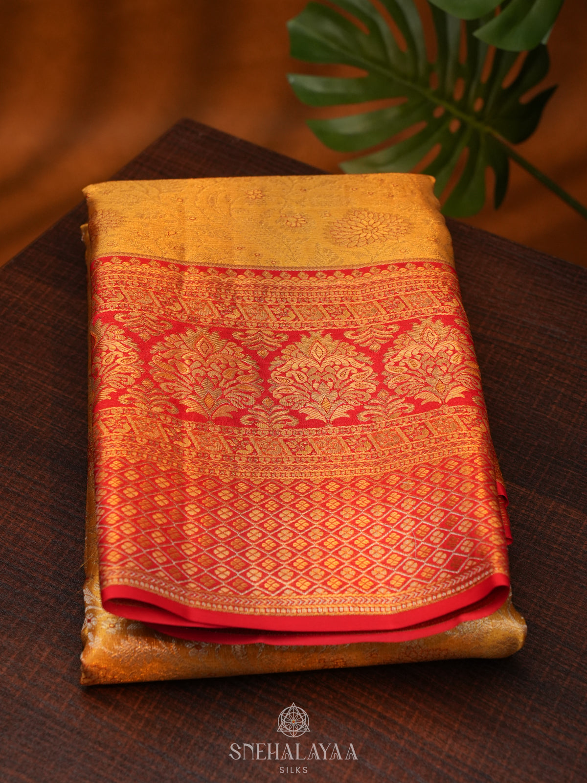 Golden Yellow Kanjivaram Silk Saree