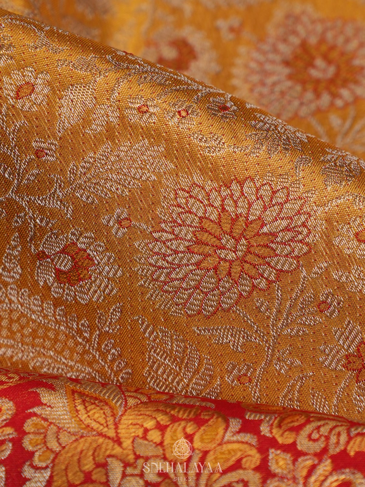 Golden Yellow Kanjivaram Silk Saree