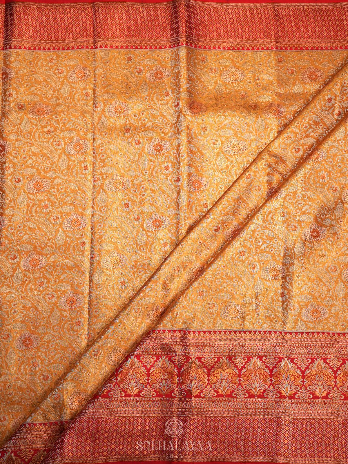 Golden Yellow Kanjivaram Silk Saree