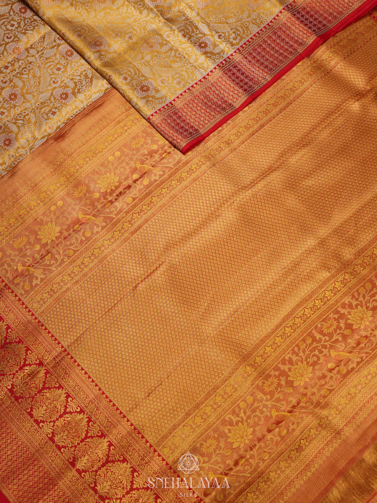 Golden Yellow Kanjivaram Silk Saree