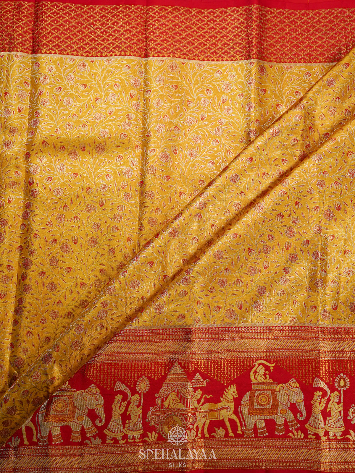 Mango Yellow Kanjivaram Silk Saree