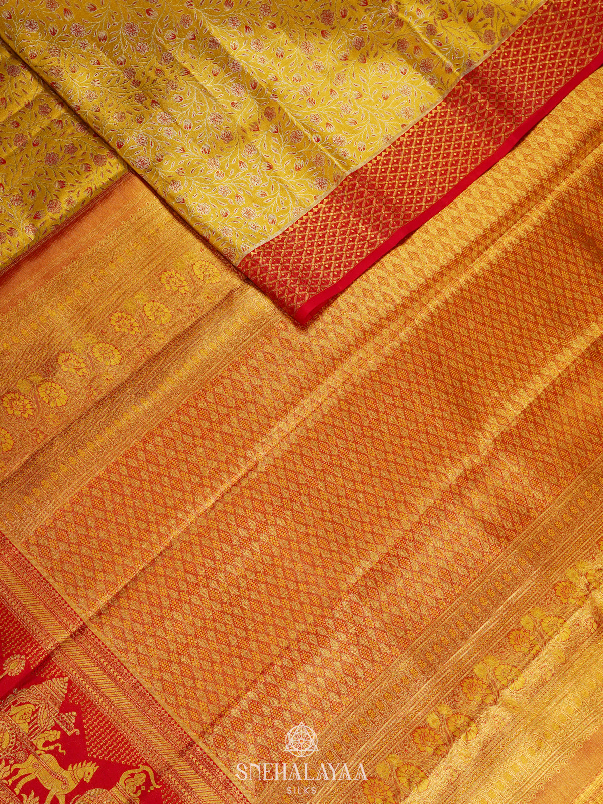 Mango Yellow Kanjivaram Silk Saree
